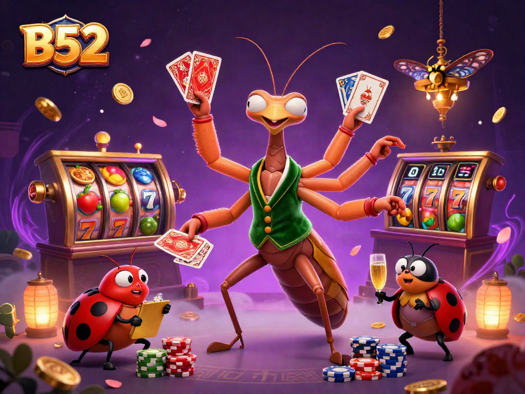 Experience thrilling B52 casino gameplay with our animated characters and dynamic slot elements.