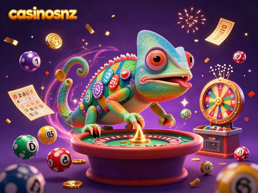 Experience thrilling casino bonuses at casinosnz with vibrant illustrations of games and excitement.