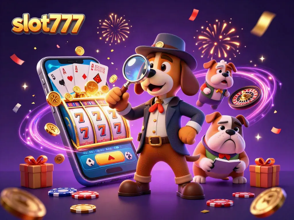 Spin the reels with slot777 in a vibrant casino backdrop, bursting with golden coins and action!