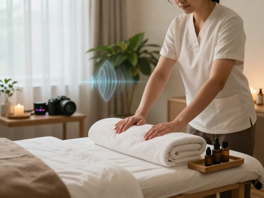 Experience 군포출장안마 in a serene massage room with soothing decor and relaxation elements.