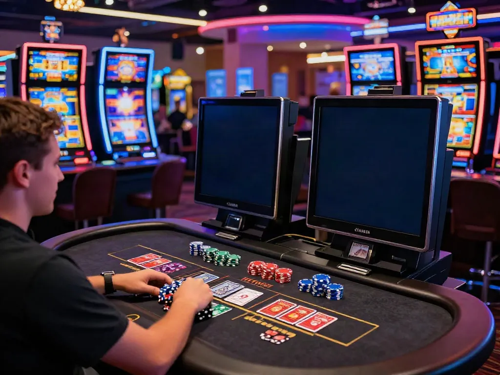Player immersed in an online casino experience with credit card deposits.