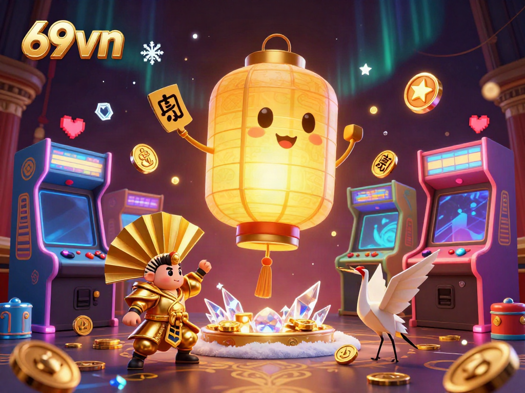Engage in thrilling gameplay at 69vn with vibrant game elements and festive characters in the casino atmosphere.