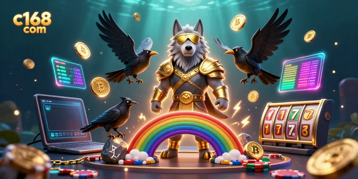 Engage with the thrilling world of c168 com through vivid 3D casino illustration featuring Norse characters and crypto elements.