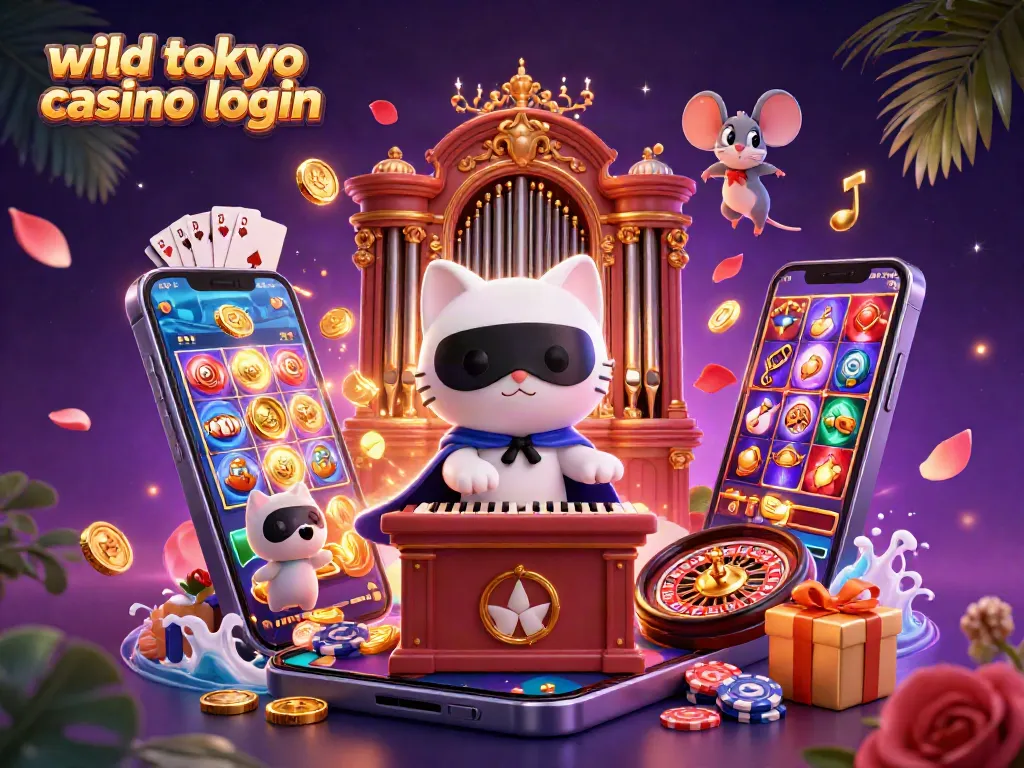 Engage with the wild tokyo casino login scene, showcasing vibrant gambling elements and whimsical characters.